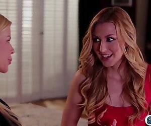 Alexa Grace sucks on stepmoms big boobs before she is licked