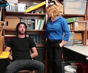 Busty security female hard fucked by a male shoplifter