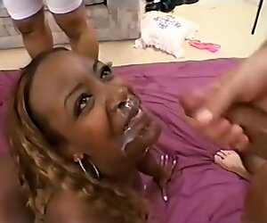 Busty black momma gets a bunch of dicks in a hotel and does them all