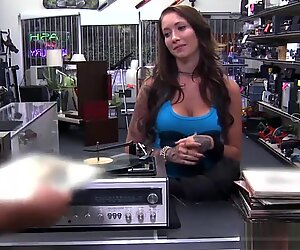 A pawn man gets lucky to fuck a hot rocker Barista