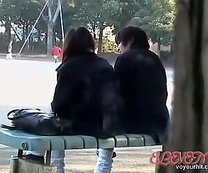 Sneaky skirt shark peeked at two schoolgirls panties