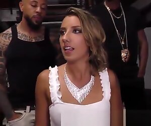 Babe rides big black dick