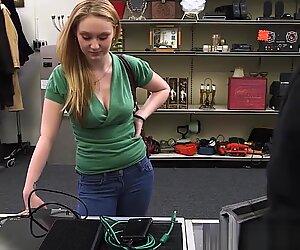 Facialized pawnshop amateur gets doggystyled