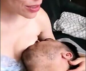 Wife gets double orgasm from breastfeeding her husband