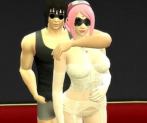 La Boda de Sakura Parte 1 Anime Hentai Netorare Reci&eacute_n Casados le toman Fotos con los Ojos Tapado Esposa a. Marido tonto